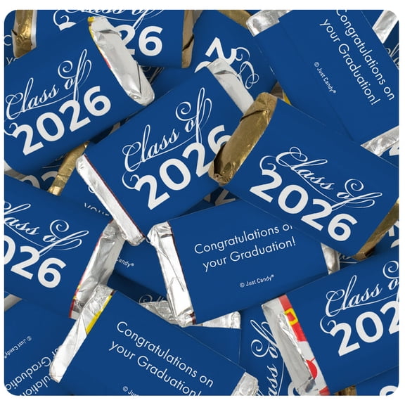 34 Pcs Blue Graduation Candy Favors Class Of 2026 Wrapped Miniatures (10oz Bag)