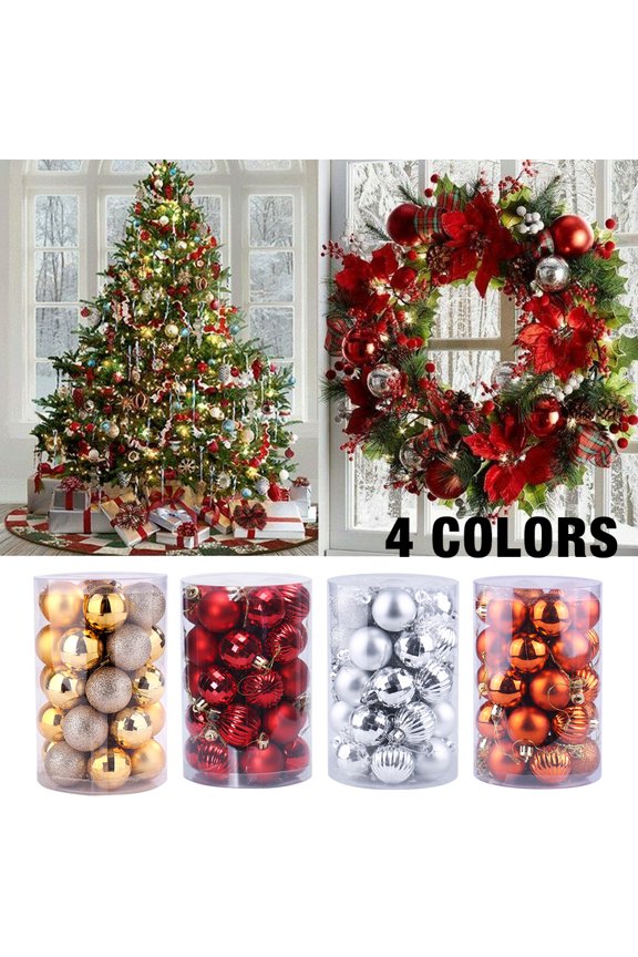 34 Pcs Christmas Ball Ornaments, Shatterproof Christmas Ornaments for Holidays, Party Decoration, Tree Ornaments, and Special Events Red