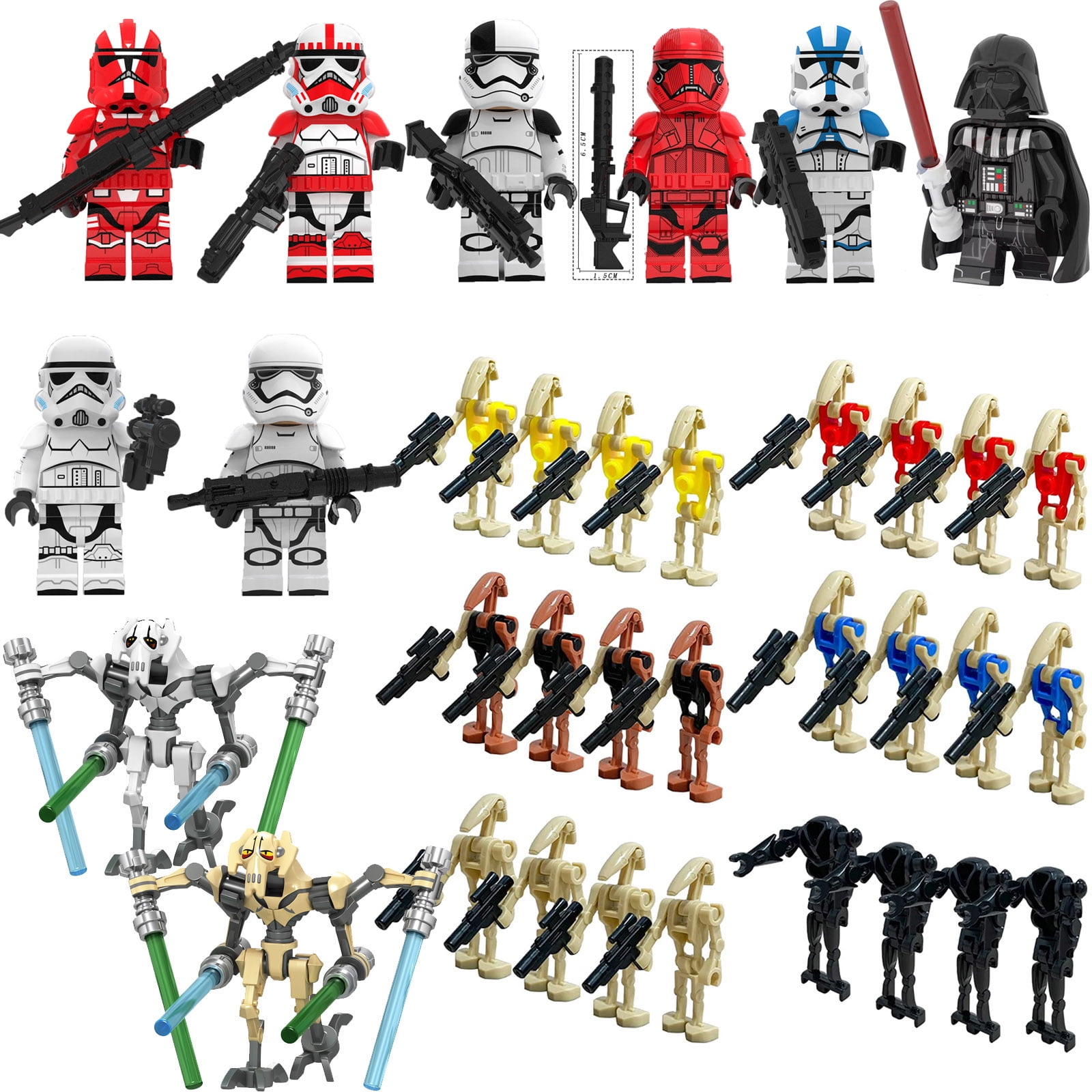 34 Pcs Mini Army Battle Droids Space Wars Clone Action Figures with