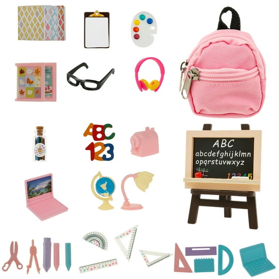 34 Pcs Mini School Supplies Cute Doll School Supplies Decorative Dollhouse School Accessories Adorable Mini School Accessories for Dolls Accessories Set