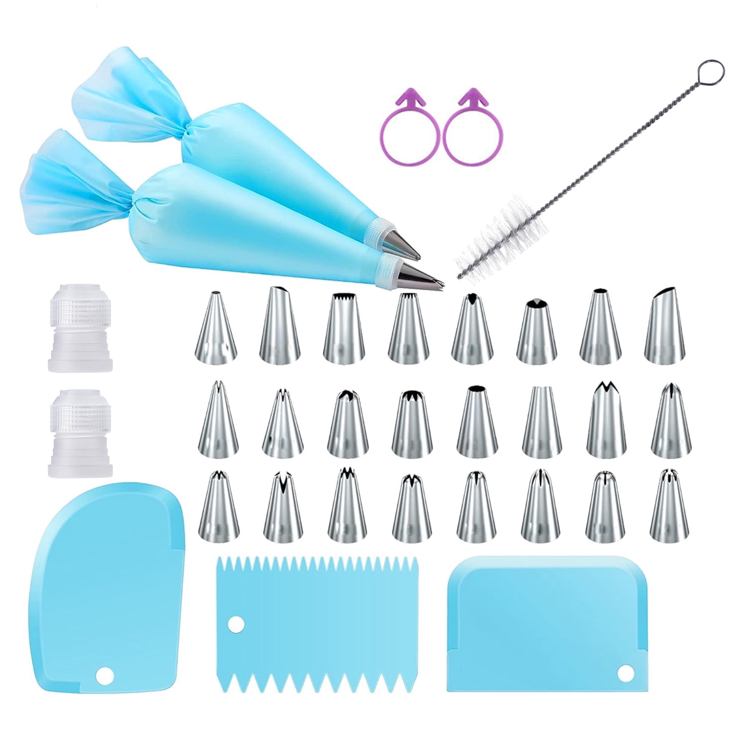 34-Piece Cake Decorating Kit – Piping Bags and Tips Set with 24 ...