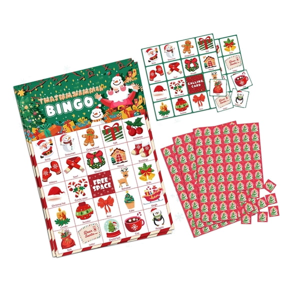 34 Piece Reusable Christmas Set With 24 Player Capacity Holiday Party Games Family Night Paper