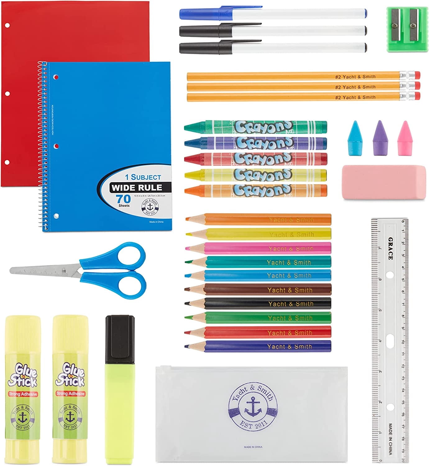 34 Piece School Supplies Kit for School Children – Wholesale Back to School Kids Essential Bundle Supply Pack for Girls & Boys