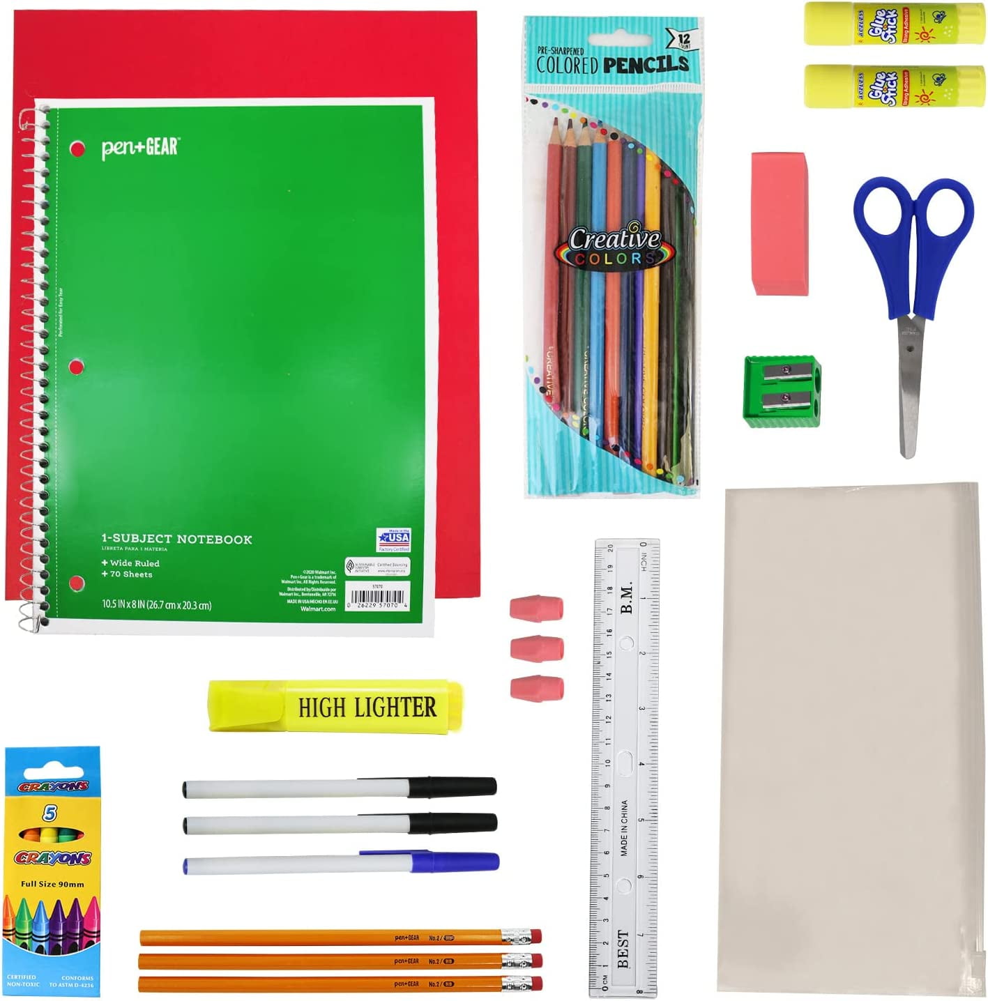 Wholesale Case Bundle of 12 Kits - 50 Piece Pack Bulk School Supplies Kit  for Students, Teachers, Back to School Drives Bundle Pack 