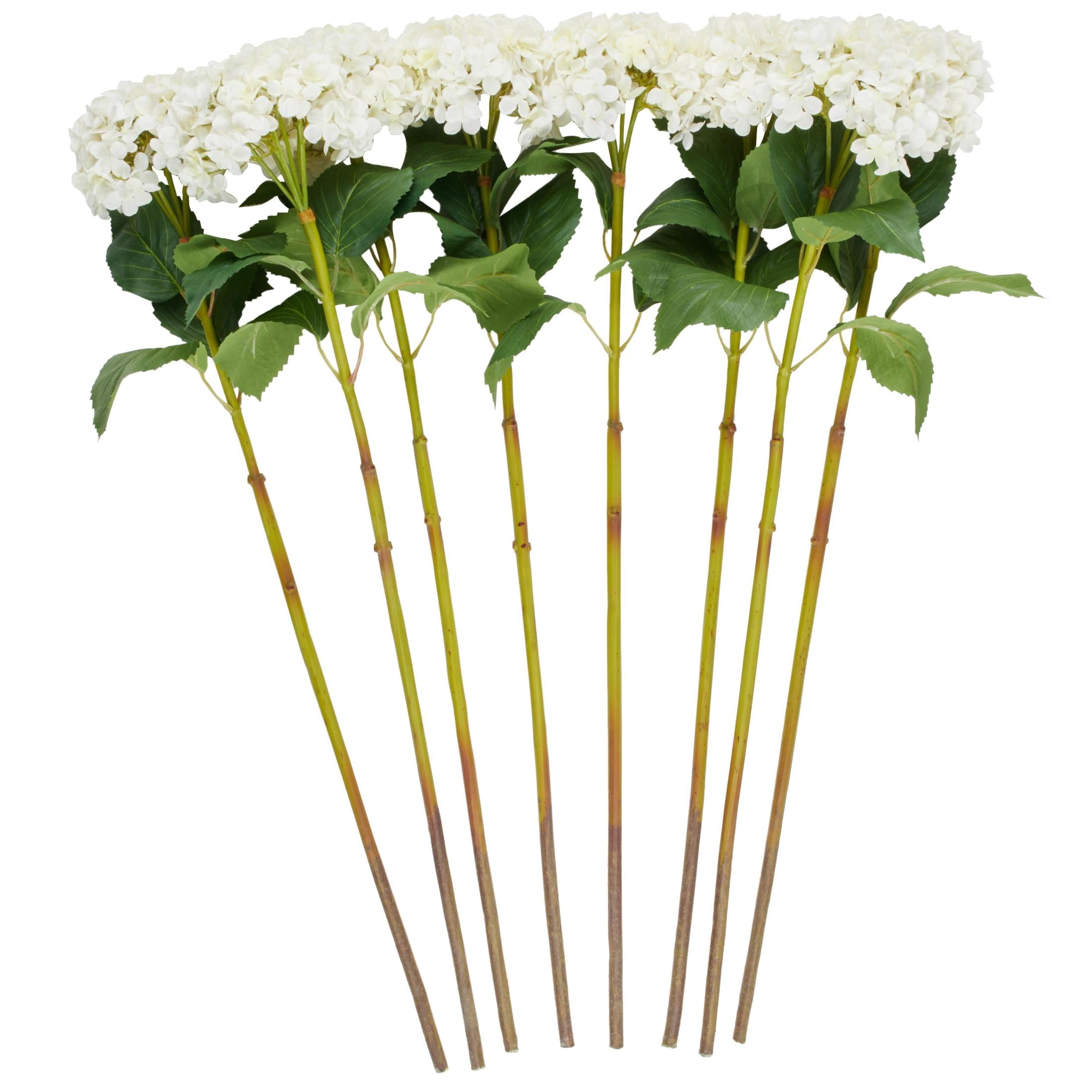 34" Plastic Floral Tall Hydrangea Artificial Flower Stem, by DecMode (8 Count)