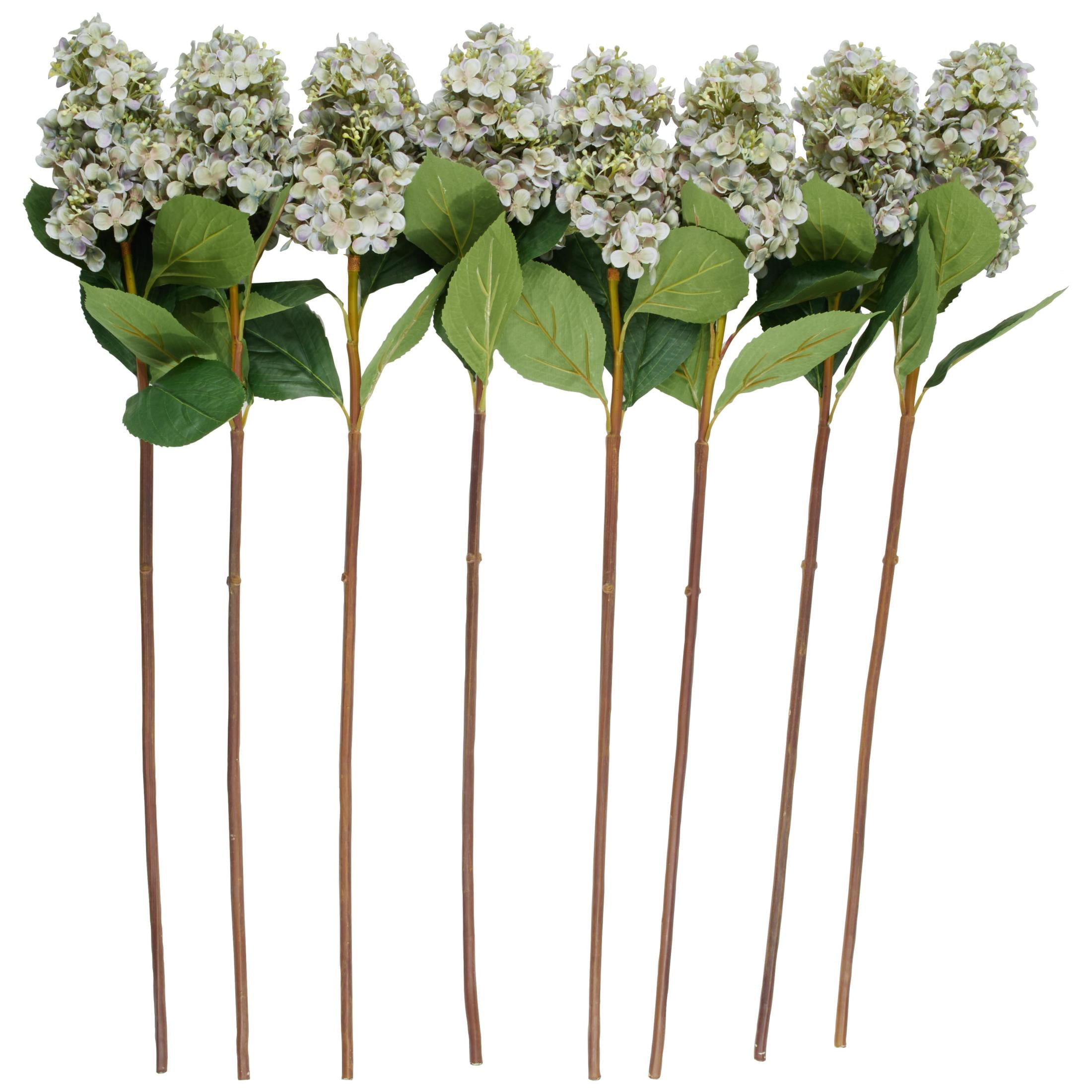 34" Plastic Floral Tall Hydrangea Artificial Flower Stem, by DecMode (8 Count)