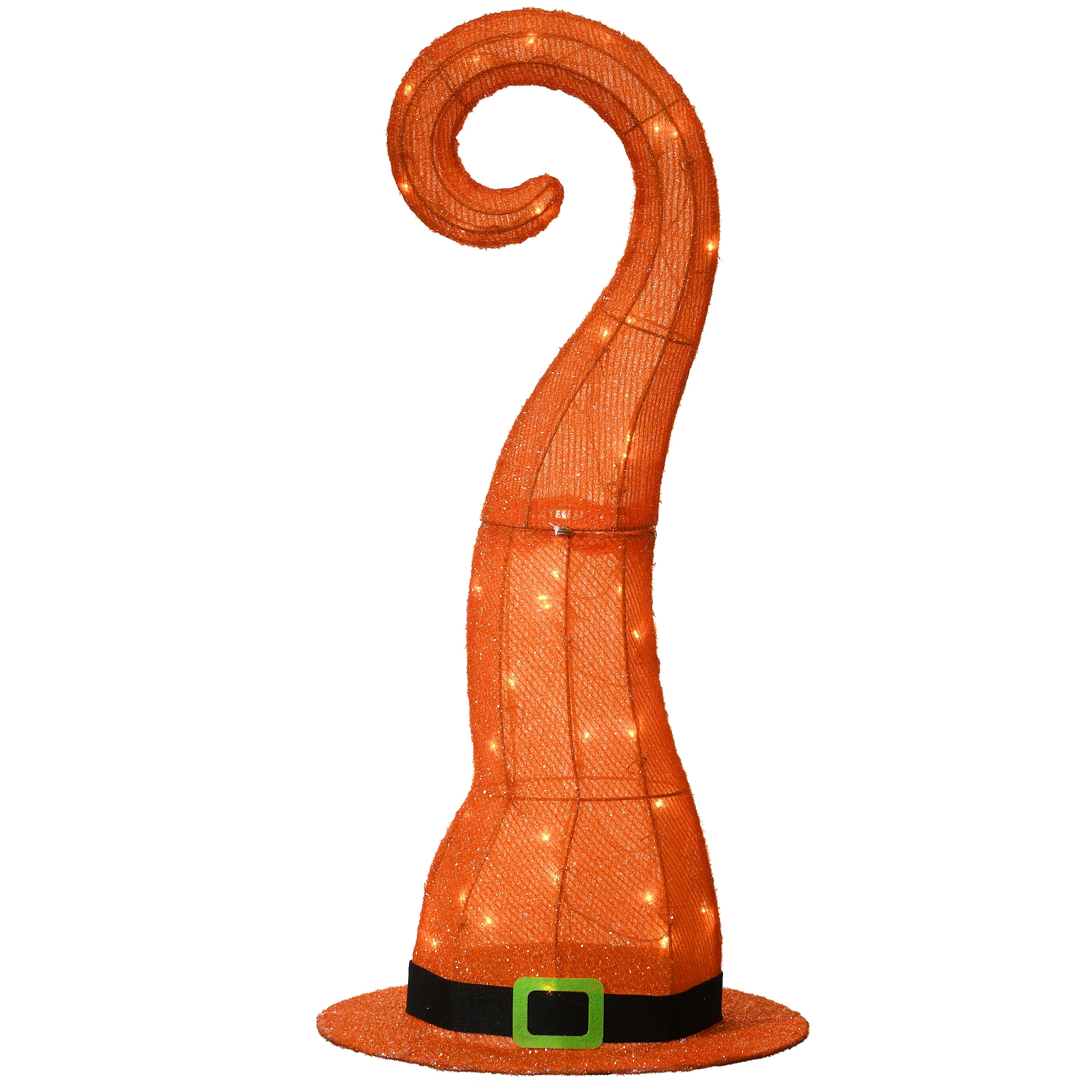 34" Orange Metal Witch's Hat with LED Lights