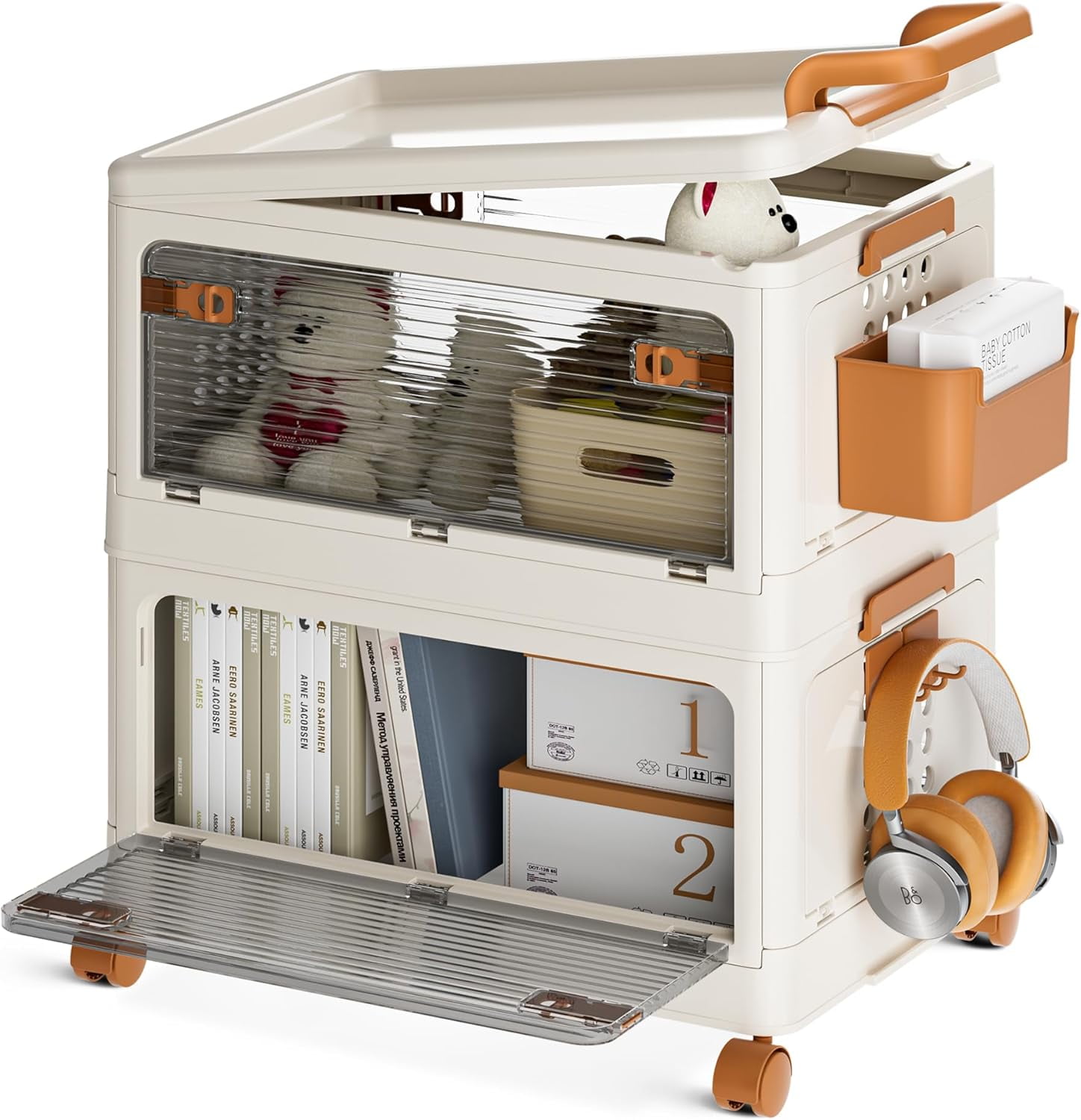 34 QT Stackable Plastic Storage Bins with Wall Mounted Organizer Box