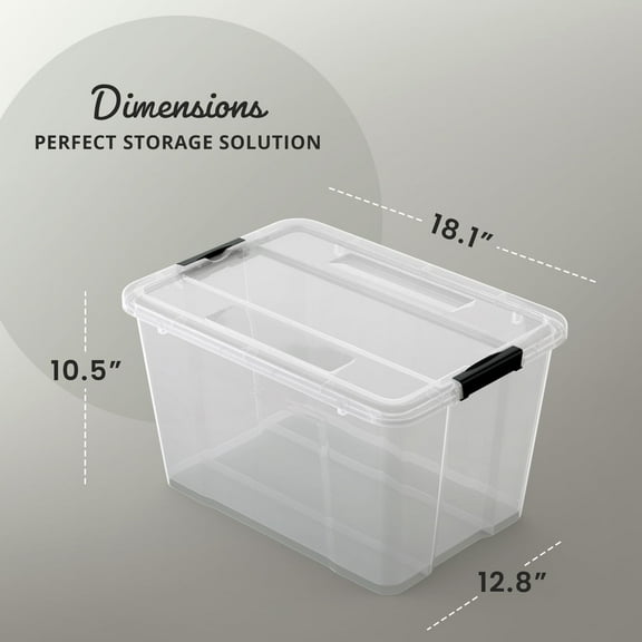 34 Qt. Plastic Storage Bins with Lid & Secure Buckles - 6 Pack Stackable Organizing Containers