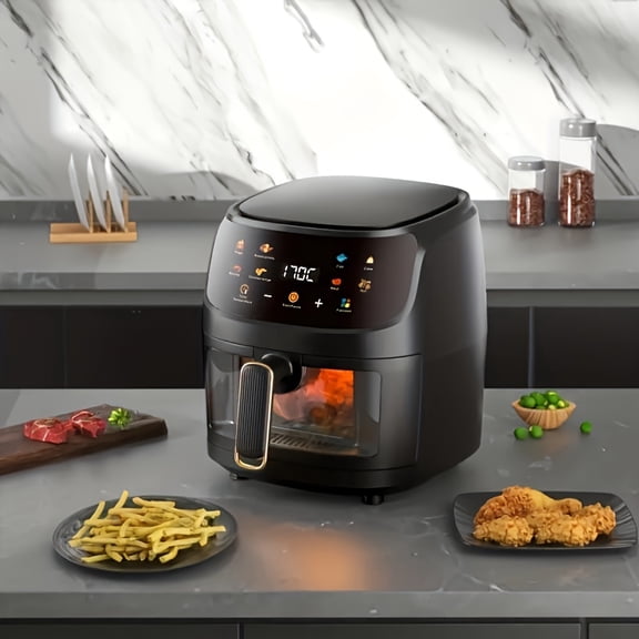 34-Quart Digital Air Fryer with 8 Cooking Modes - 1200W, 60-Min Timer & Adjustable Temp for Crispy Chicken, Fries & Veggies - Sleek Black Countertop Appliance