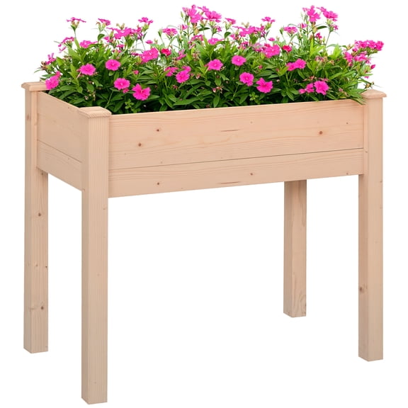 34'' Raised Garden Bed, Elevated Wooden Planter Box DIY Paint with Holes for Vegetables, Herb and Flowers Backyard Use