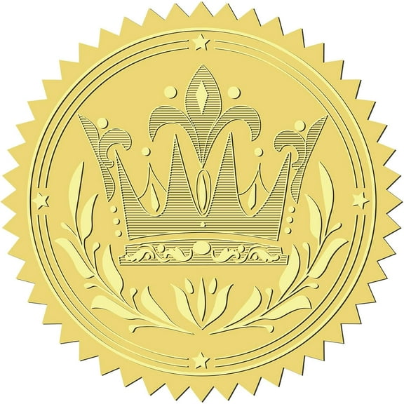 34 Sheets Self Adhesive Gold Foil Embossed Stickers Round Dot Medal Decoration Sticker for Envelope Card Seal Crown 165x211mm 12pcs/sheet