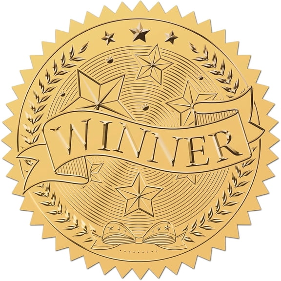 34 Sheets Self Adhesive Gold Foil Embossed Stickers Round Dot YOU MADE A DIFFERENCE Medal Decorative Word 165x211mm Stickers: 50mm 12pcs