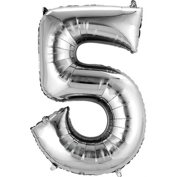 34" Silver Numeral Balloon - 5