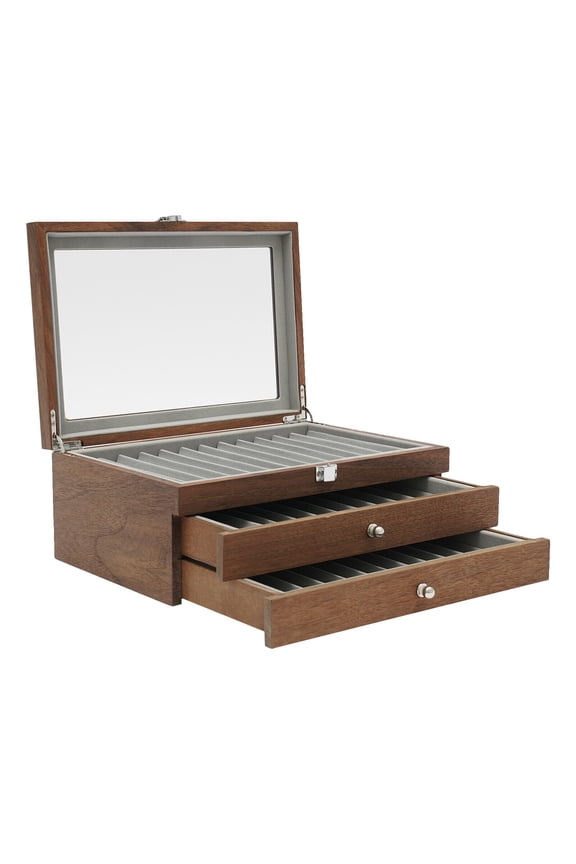 34 Slots Walnut Wood Fountain Pen Display Case Holder Box Clear Transparent Top 34 Slots Walnut Wood Fountain Pen Holder Display Box Pen Storage Organizer Case Walnut Wood Fountain Pen Holder Display