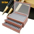 thumbnail image 1 of 34 Slots Wooden Pen Display Box 34 Pens Storage Fountain Pen Collector Case with Clear Window Large Organizer Box Rosewood Storage Collection with Drawer Gifts for Man Father Boyfriend Husband, 1 of 5