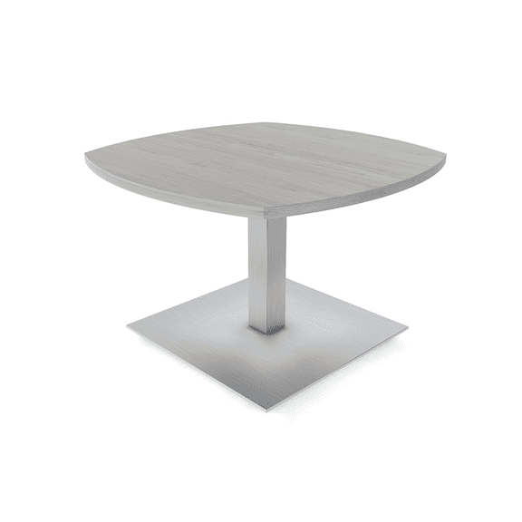 34" Small Arc Boat Shaped Coffee Table With Square Metal Base