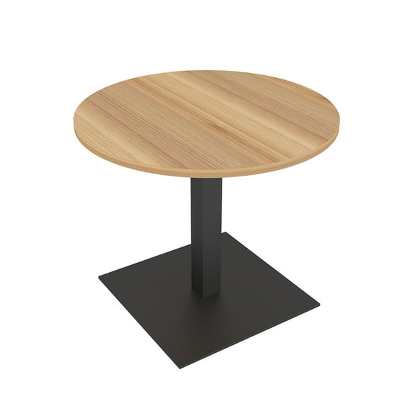 34" Small Round Table Square Metal Base Conference Room Breakroom