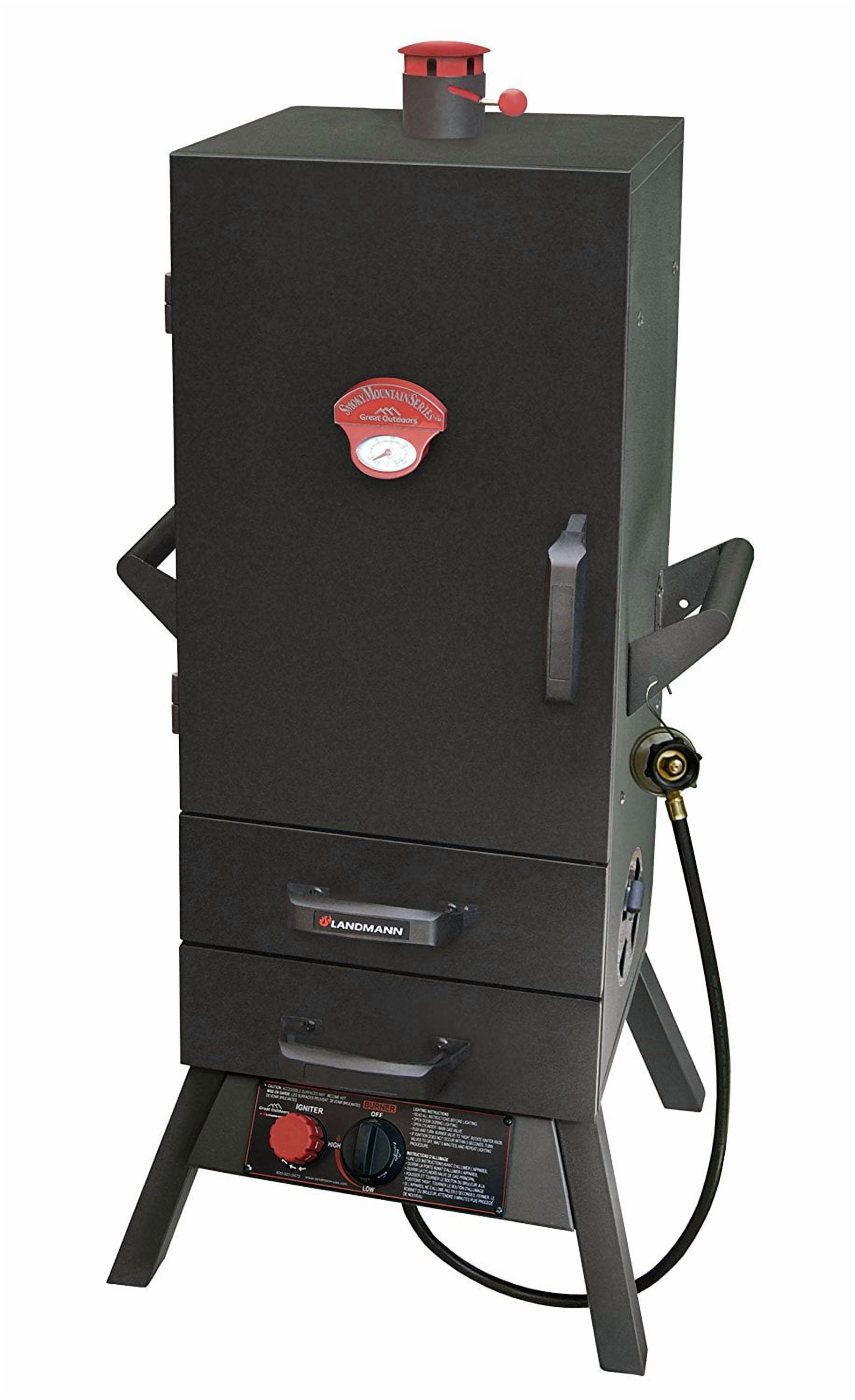 Landmann Smoky Mountain 34 Inch Vertical Propane Gas Smoker with 2 Drawer Access