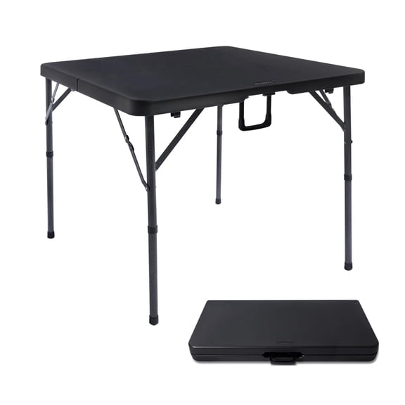 34" Square Folding Card Table, Portable Heavy-Duty HDPE Dining & Game Table - Fold-in-Half Utility Table with Handle for Picnic, Camping, Party & Home