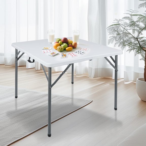34" Square Folding Card Table with Resin Top and Collapsible Legs for Adults Indoor Outdoor Use