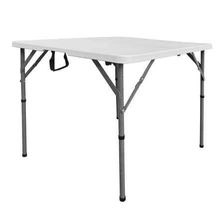 34” Square Folding Table, Small Folding Table with Easy-Carry Handle, White