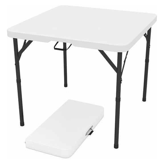 34" Square Folding Table, Portable Plastic Card Table with Handle and Removable Legs for Indoor Outdoor Picnic Party Dining Camping Wedding