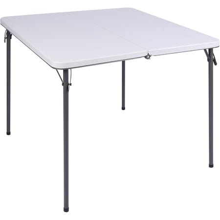 34" Square White Folding Card Table - Resin Top, Collapsible Legs, Portable for Indoor & Outdoor Use