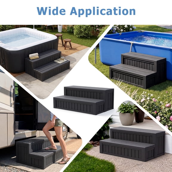 34"Step Porch Steps with Waterproof Large Storage Compartment