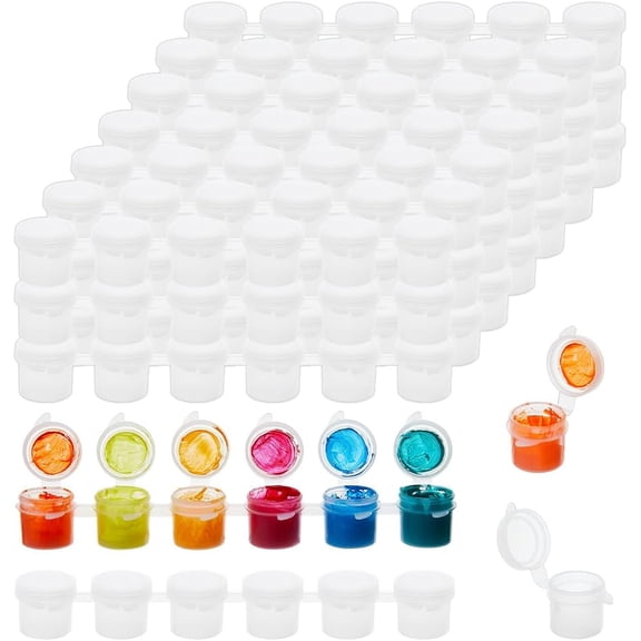 34 Strips 204 Pots Empty Paint Pots Strips Clear Paint Cup Pot Mini Painting Cup Mini Plastic Painting Storage Container