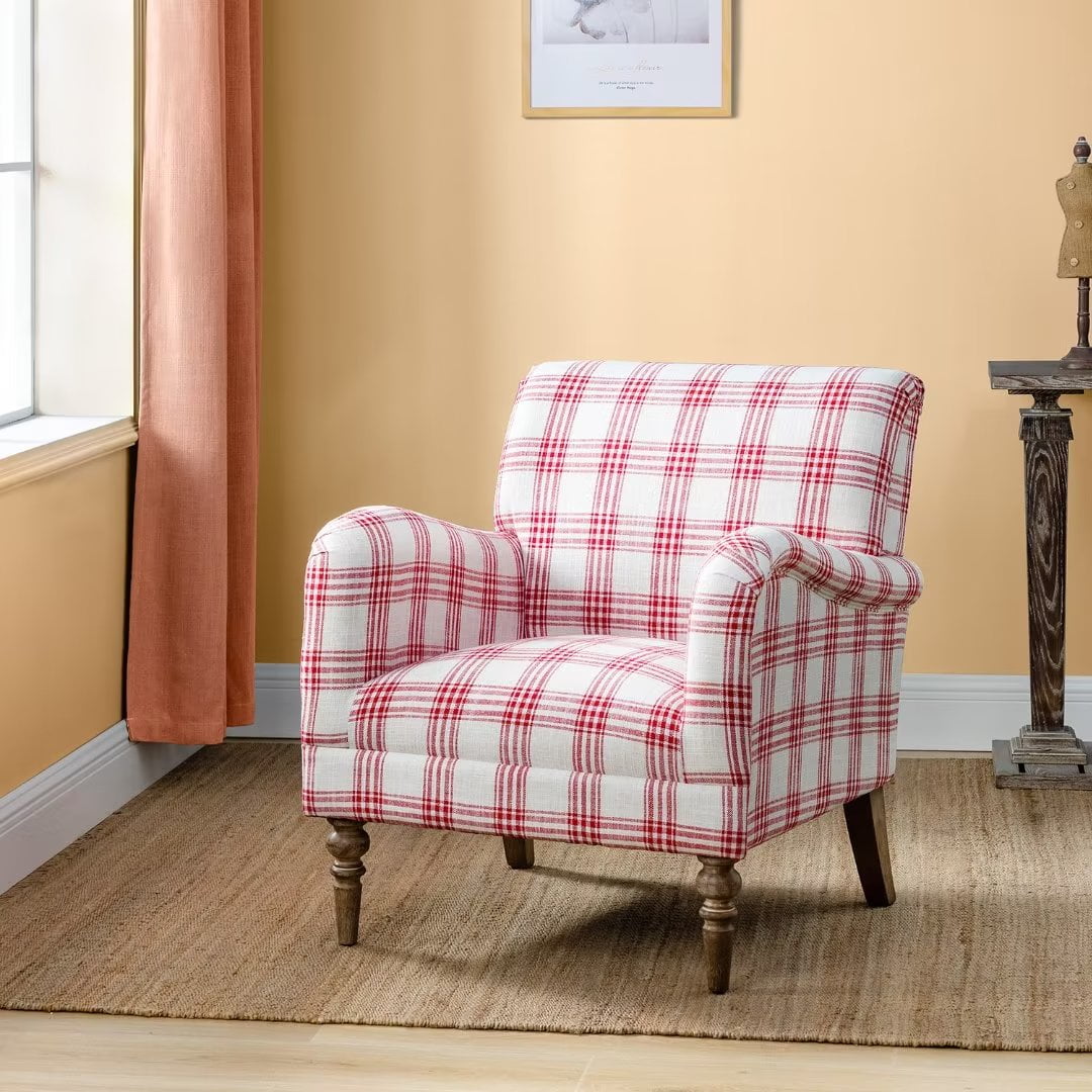 Pink tartan store chair