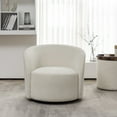 thumbnail image 1 of 34" W Mid Century Modern Swivel Barrel Chair, Round Upholstered Boucle Swivel Accent Chairs, No Assembly Sofa Chair for Living Room Bedroom Reading Apartment Lounge Nursery(Cream), 1 of 14