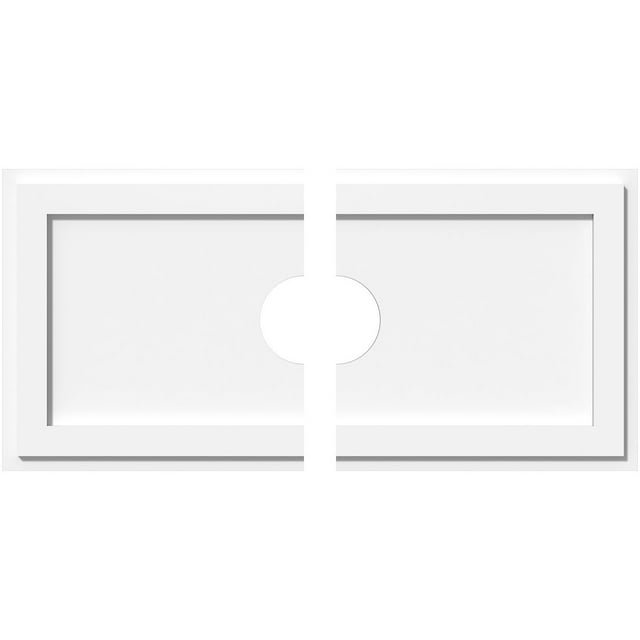 34"W x 17"H x 5"ID x 11 3/4"C x 1"P Rectangle Architectural Grade PVC Contemporary Ceiling Medallion, Two Piece