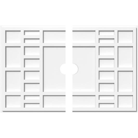 34"W x 22 5/8"H x 3"ID x 11 3/4"C x 1"P Beaux Architectural Grade PVC Contemporary Ceiling Medallion, Two Piece