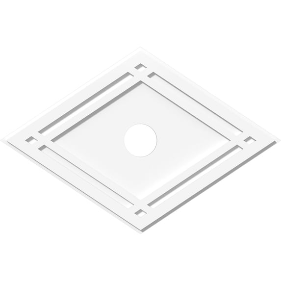 34"W x 22 5/8"H x 4"ID x 12"C x 1"P Diamond Architectural Grade PVC Contemporary Ceiling Medallion