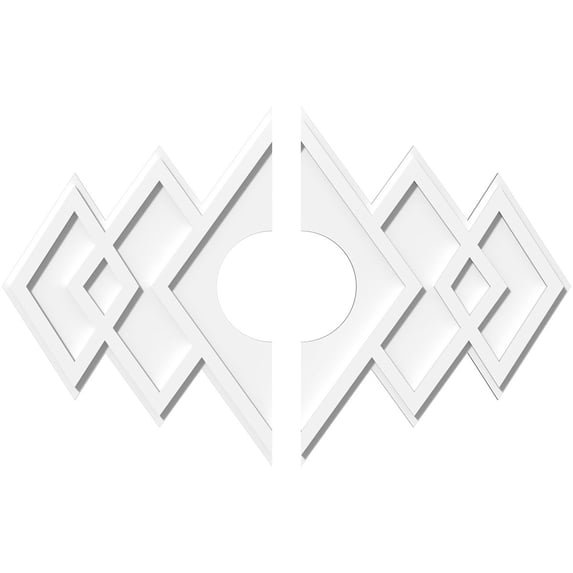34"W x 22 5/8"H x 7"ID x 10 1/2"C x 1"P Zoe Architectural Grade PVC Contemporary Ceiling Medallion, Two Piece