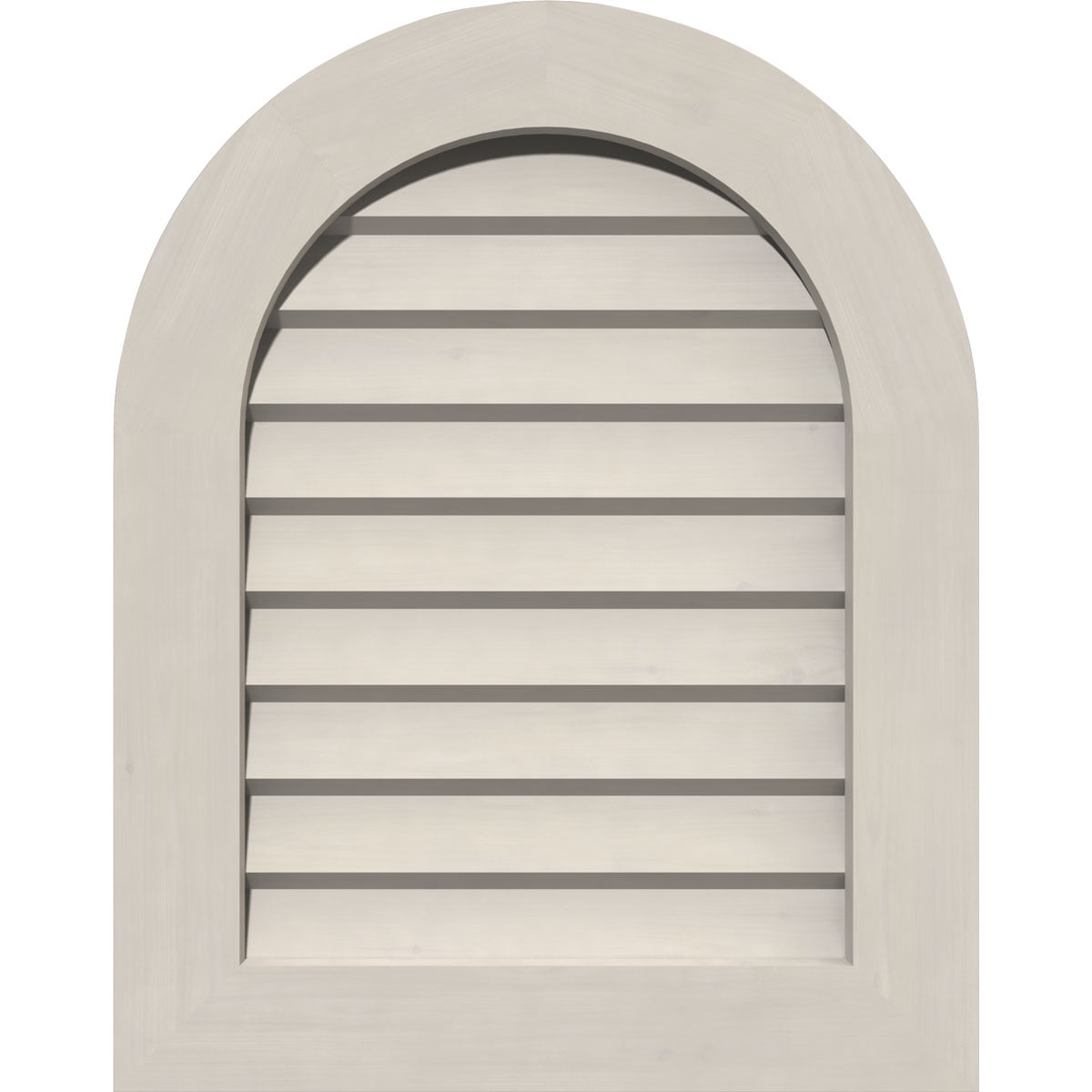 34"W x 32"H Round Top Gable Vent (39"W x 37"H Frame Size): Primed, Non-Functional, Smooth Western Red Cedar Gable Vent w/ Decorative Face Frame