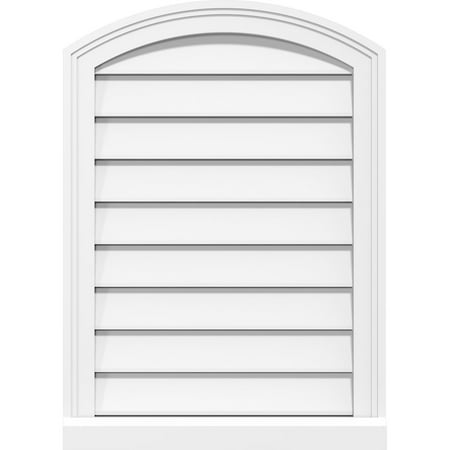 34"W x 40"H Arch Top Surface Mount PVC Gable Vent: Functional, w/ 2"W x 2"P Brickmould Sill Frame