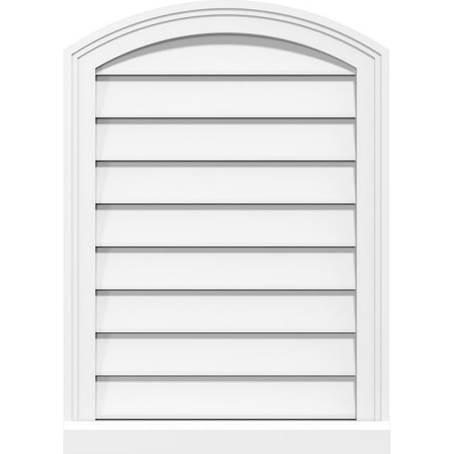 34"W x 40"H Arch Top Surface Mount PVC Gable Vent: Functional, w/ 2"W x 2"P Brickmould Sill Frame