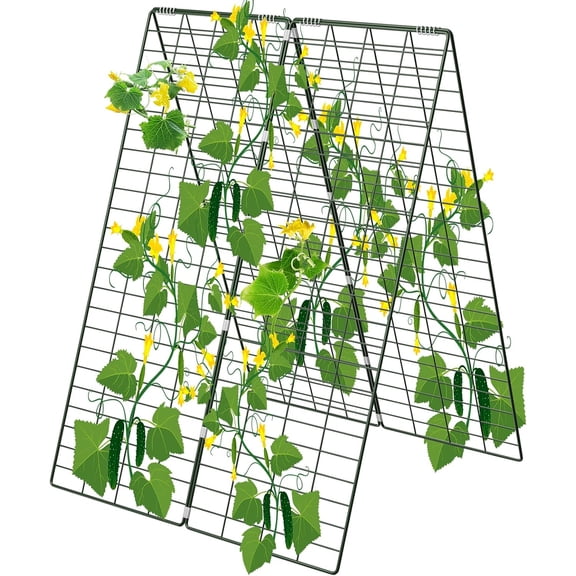 34" W x 48" H Foldable A-Frame Metal Trellis for Climbing Plants