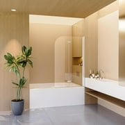 34" W x 58" H Frameless Tub Shower Door, Glass Shower Door with 1/4"(6mm) Thick SGCC Tempered Glass Door, Bifold Shower Tub Door, Reversible Installation,Chrome