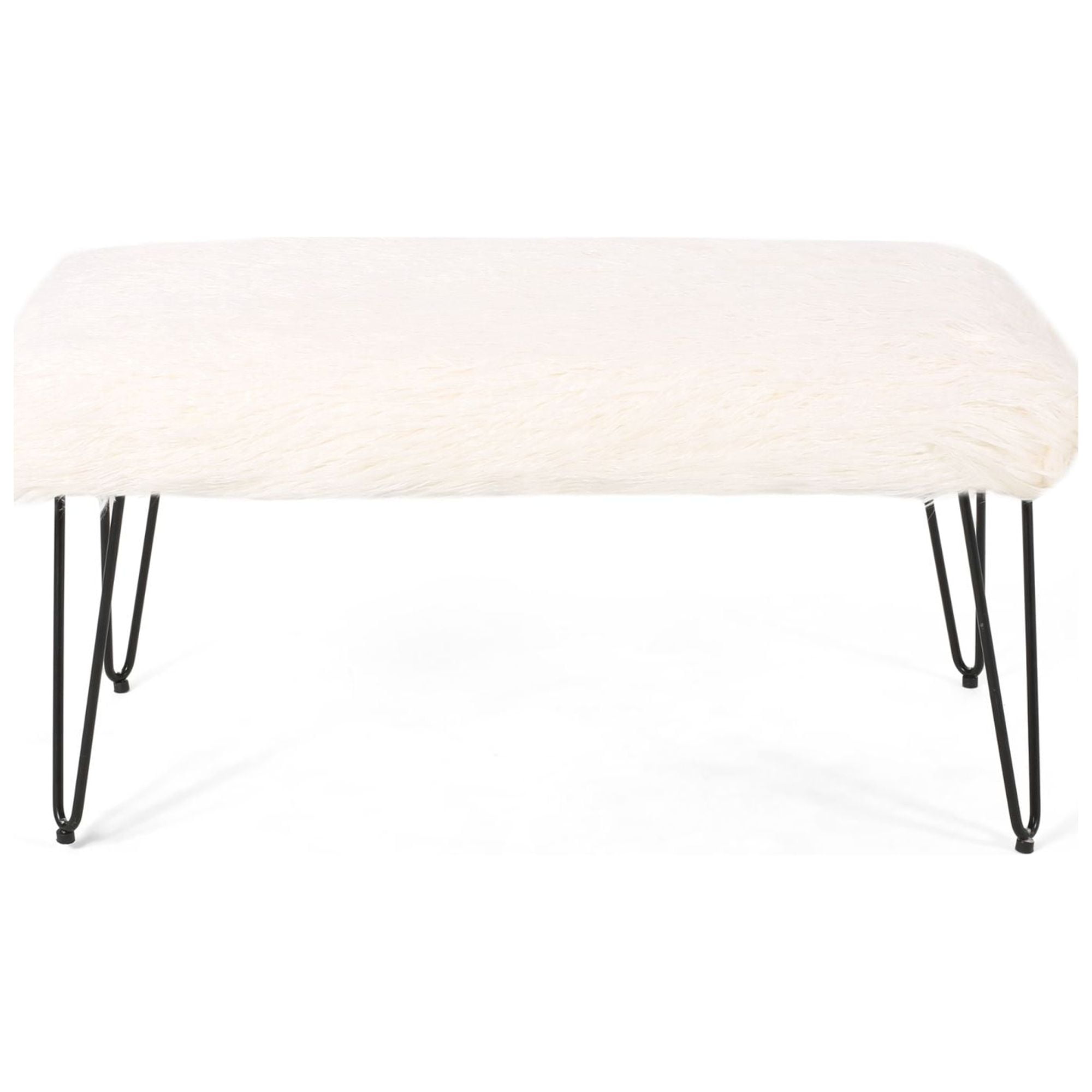 34" White and Black Contemporary Rectangular Bench
