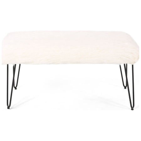 34" White and Black Contemporary Rectangular Bench