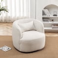 thumbnail image 1 of Beige Bouclé Swivel Barrel Accent Chair with Pillow, Modern Upholstered Armchair, 1 of 10
