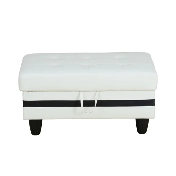34" Wide Faux Leather Vegan Leather Rectangle Tufted Hinged Flip-Top Storage Ottoman, Ottoman Bench