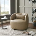 thumbnail image 1 of 34" Wide Swivel Faux Leather Armchair No Assembly Upholstered PU Leather Swivel Accent Chairs with Toss Pillow for Living Room Office Lounge (Khaki, Single), 1 of 15