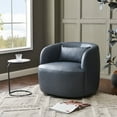 thumbnail image 1 of 34" Wide Swivel Faux Leather Armchair No Assembly Upholstered PU Leather Swivel Accent Chairs with Toss Pillow for Living Room Office Lounge (Navy, Single), 1 of 15