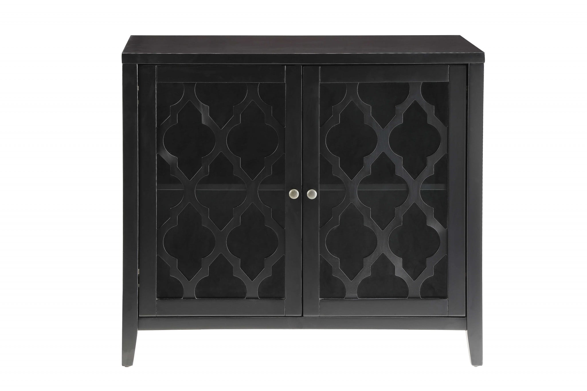 Black Wood and Glass Console Table with Storage