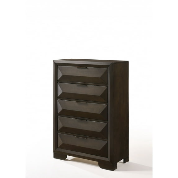 34" X 17" X 51" Espresso Rubber Wood Chest