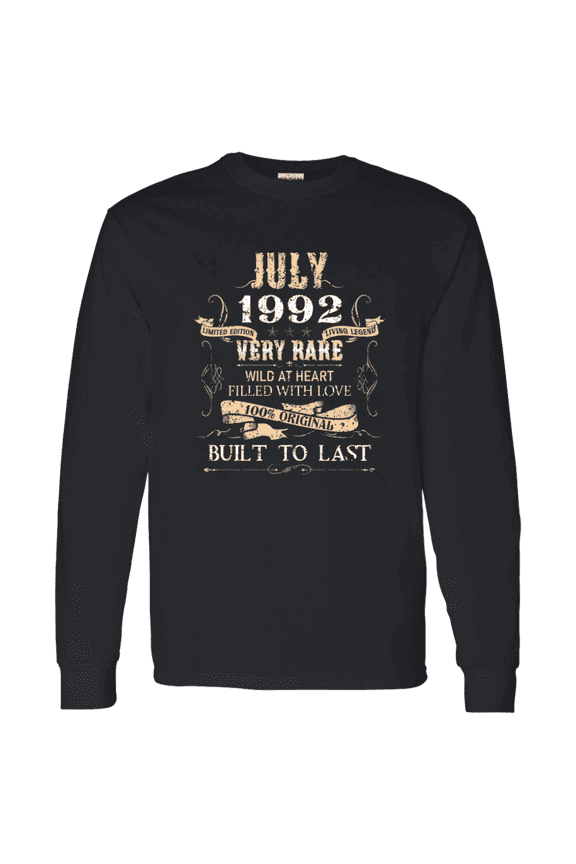 34 Years Old 34Th Birthday Legend Vintage July 1992 Bday Long Sleeve Shirt
